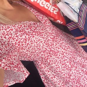 Red / pink and white floral dress